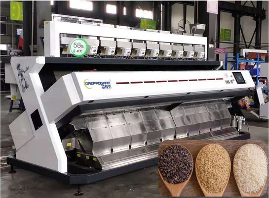 qualità  10 Chutes Rice Color Sorter Large Capacity Black White Red Brown Waterfall Structure 2520Kg fabbrica