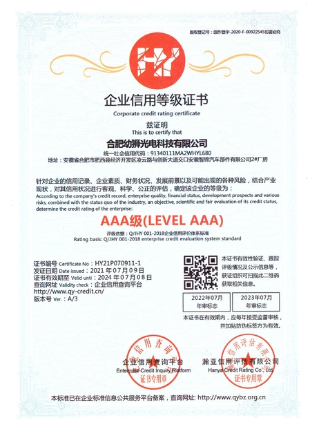 Porcellana Hefei Youshi  Optic-electronic Technology Co,. Ltd Certificazioni